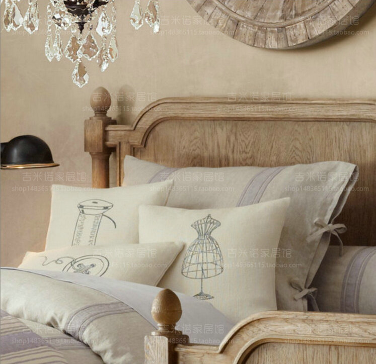 アメリカンカントリーソリッドウッドシングルベッドフレンチレトロディストレストホテル子供用ベッド中世スタイル