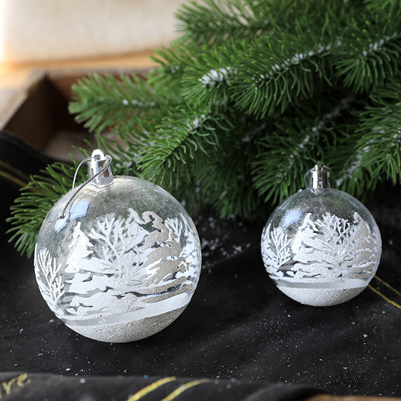 6 Stuks Transparante Sneeuw Kerstballen Hangers Voor Kerstboom Decoratie Clear Kerstballen Opknoping Ornamenten Kerstversiering