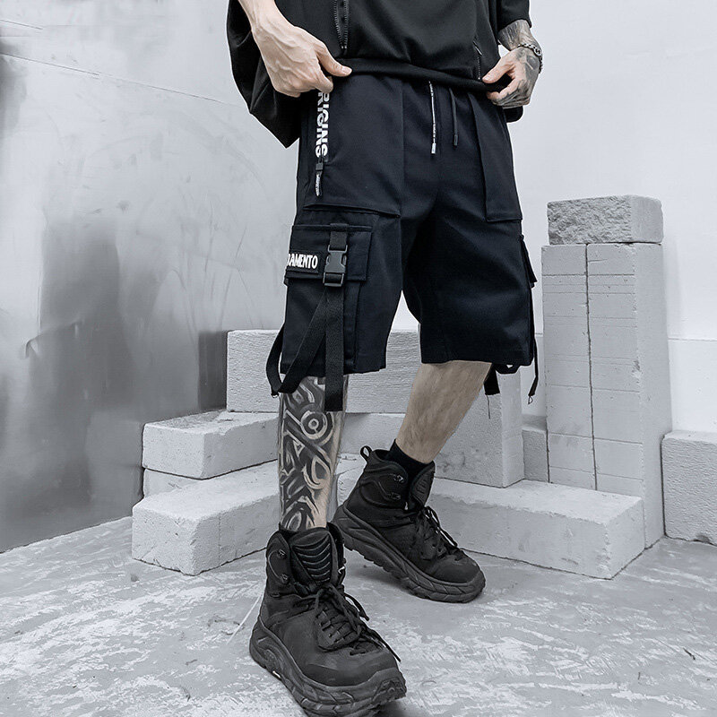 Calções casuais para homens, streetwear Harajuku, moda japonesa, hip-hop coreano, roupas masculinas Y2K punk, moda verão