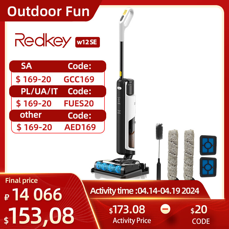 Redkey-aspiradora inalámbrica W12 para el hogar, aspiradora multisuperficie inteligente, mopa inalámbrica, lavadora de suelo, autolimpieza