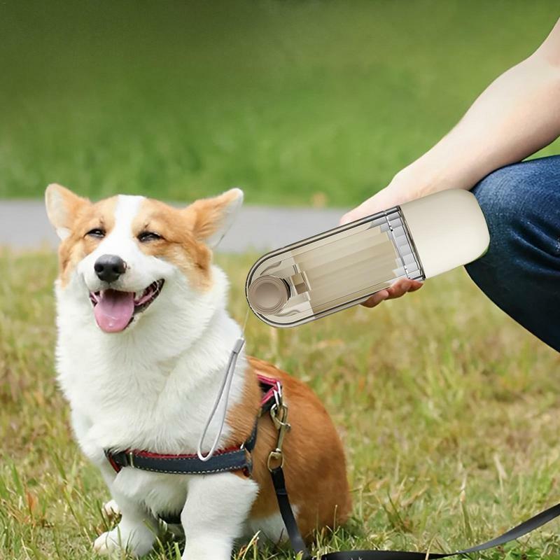 Garrafa de água para cães, 2 em 1 garrafa alimentar, à prova de vazamento, alimentação de água, acampar, passear, treinar