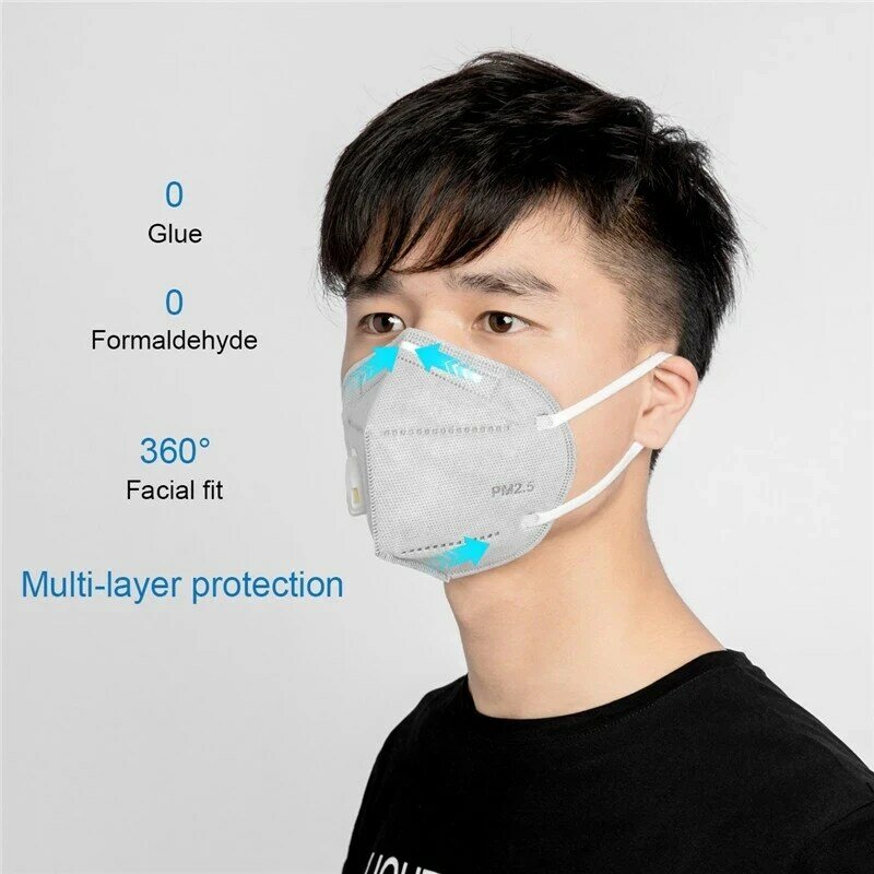 Unisex KN95 Máscara Facial com Válvula de Ar, 6 Camadas, FFP3, Respirador, Máscaras de boca, Segurança, Dropshipping