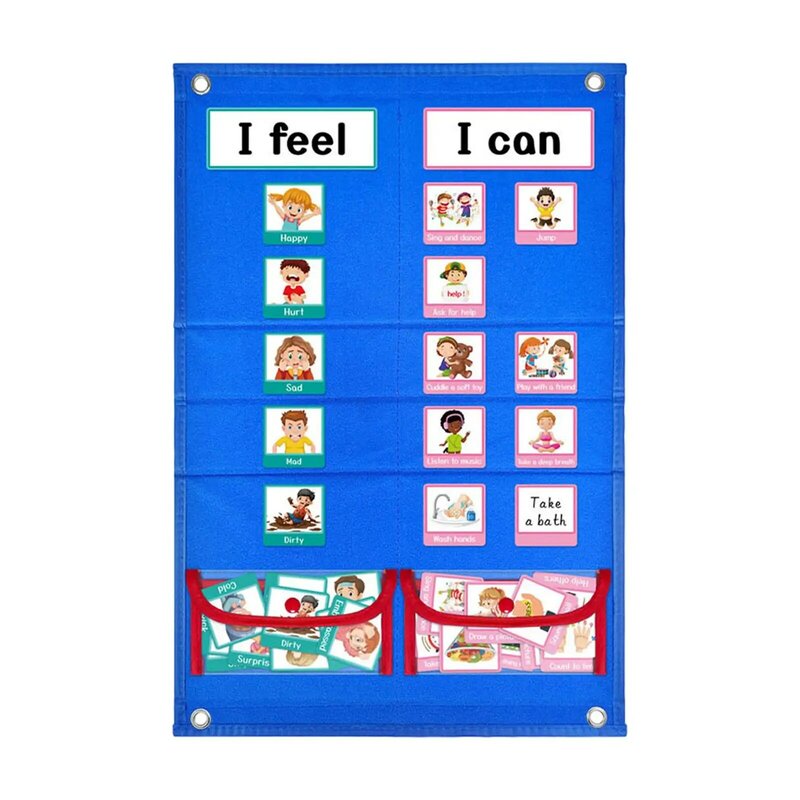Kids Visual Schedule Daily Chore Chart with Hanging School Supplies Routine Pocket Chart for Desk Tabletop Preschool Floor Boys