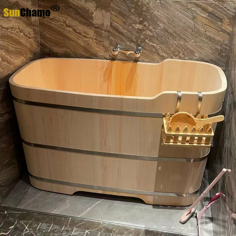 Bain écologique E27, baignoire de trempage sans peinture pour adultes, bois japonais Hinoki, pour thérapie de spa à domicile