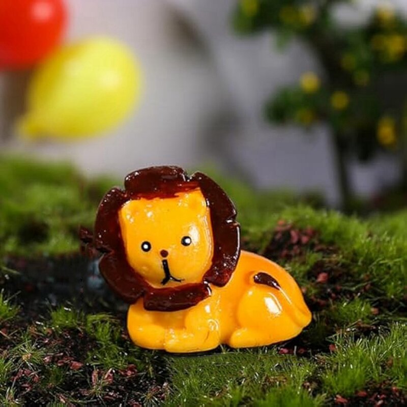 Mini Selva Animais Estatueta, Leão De Resina, Estatuetas Em Miniatura De Animais Selvagens, Paisagem De Musgo, Jardim, 50Pcs