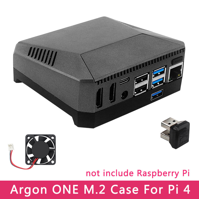 Nuova custodia Argon ONE M.2 per Raspberry Pi 4 modello B M.2 SATA SSD a USB 3.0 supporto scheda UASP ventola integrata custodia in alluminio per RPI