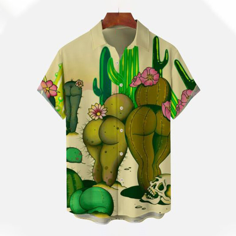 Camisas y blusas con estampado 3D de Cactus suculentas para hombres y niños, camisas cortas lindas de moda, ropa de Kawaiian Harajuku Y2k, nuevas