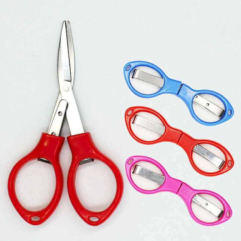 Stainless Steel Foldable Scissors 8 Words Glasses Modeling Student Stationery Office Crafts Kids DIY Supplies