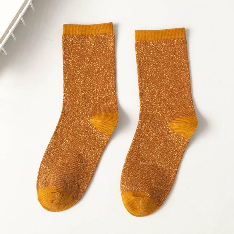 Женские эластичные носки, модные женские поглощающие пот носки, тонкие крутые яркие носки средней длины для весны и осени