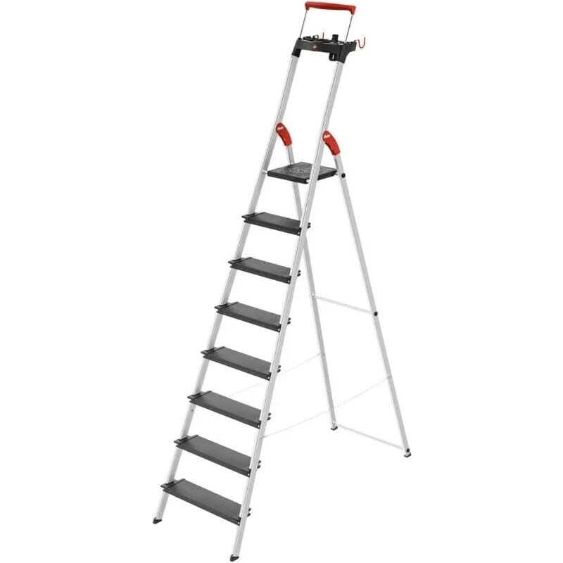 Escada Dobrável De Alumínio, Bandeja De Armazenamento Multifuncional, Trilho De Segurança Extensível, Integrado, 8 Passos, L100 Pro
