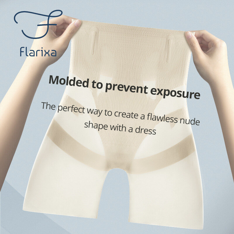 Flarixa nahtlose Body Shaper Frauen ultra dünne Eis Seide Sicherheits shorts hohe Taille flachen Bauch reduzieren Höschen abnehmen Unterwäsche