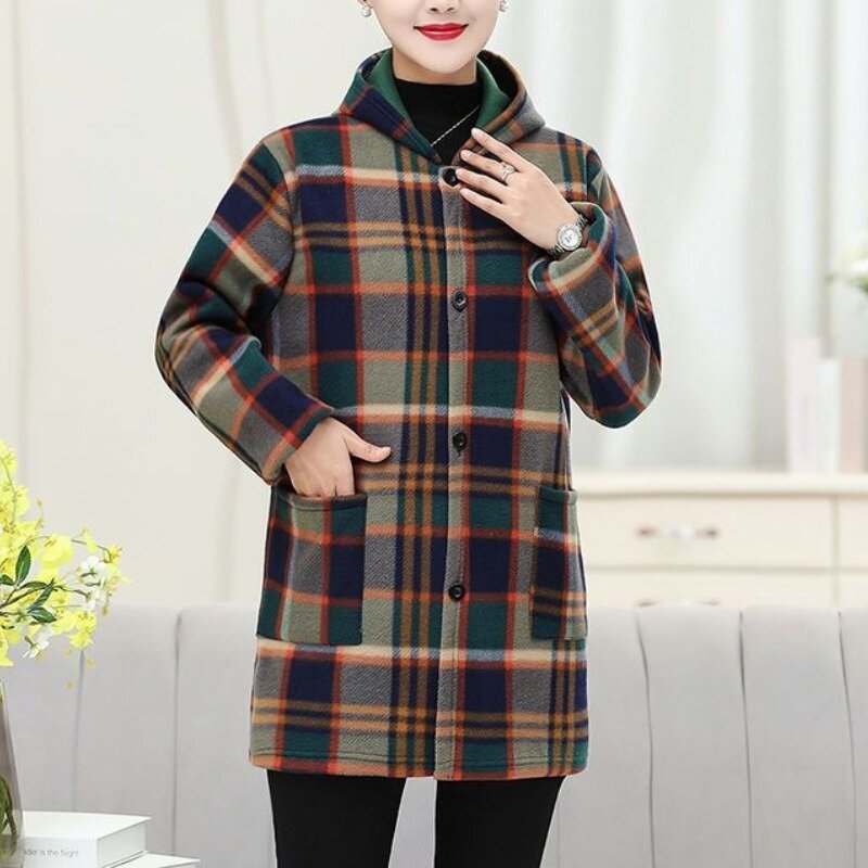 Women's Autumn and Winter Hooded Long Sleeved Cardigan Jacket Fashionable Casual Versatile Solid Color Elegant Commuter Tops