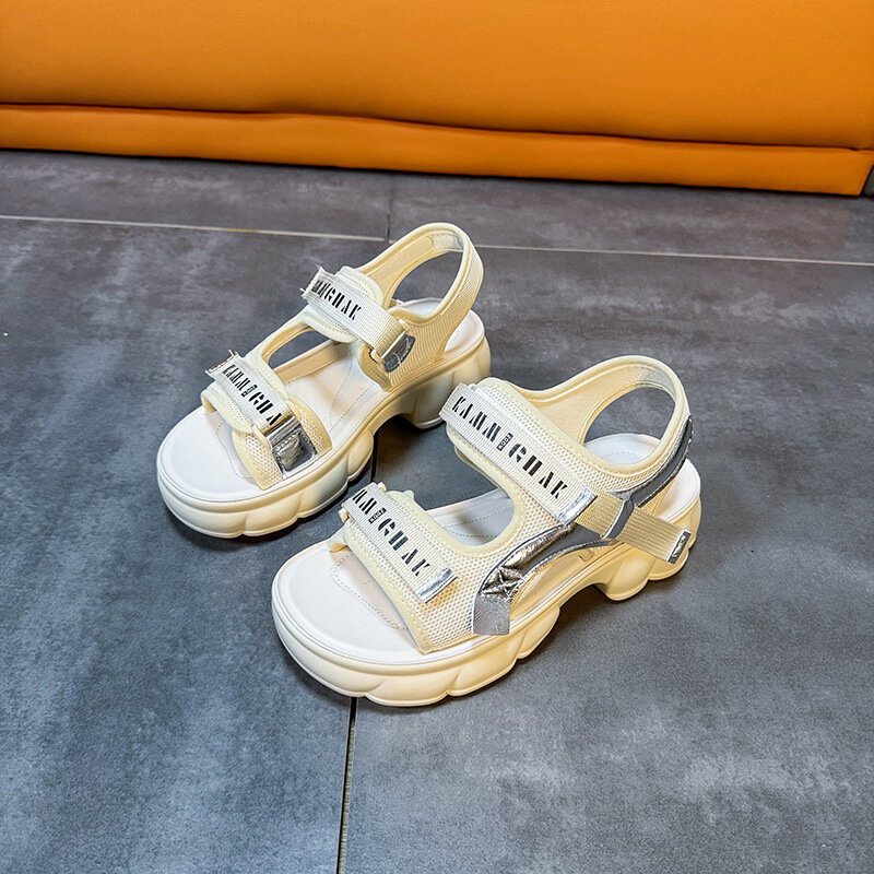 Letnie sandały na co dzień damskie sandały na platformie modne płaskie designerskie sandały grube sandały na płaskim obcasie turystyki buty na plażę rozmiar 35-40
