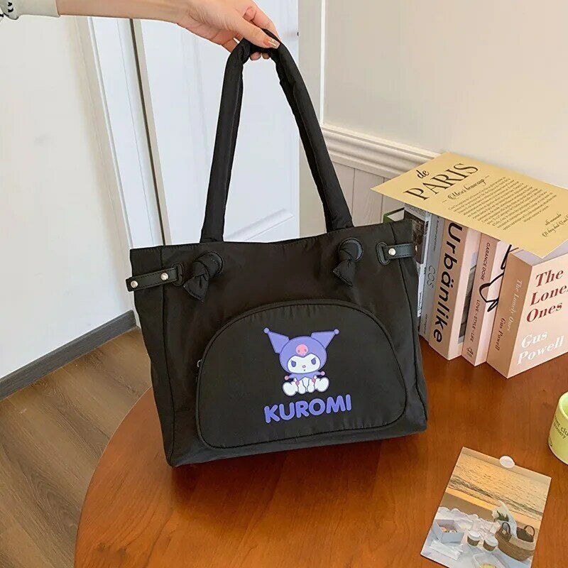 Torba damska torba MBTI Kawaii Cinnamoroll z nylonu nadruk kreskówkowy urocza torba na ramię o dużej pojemności w stylu College Lolita modna torebka