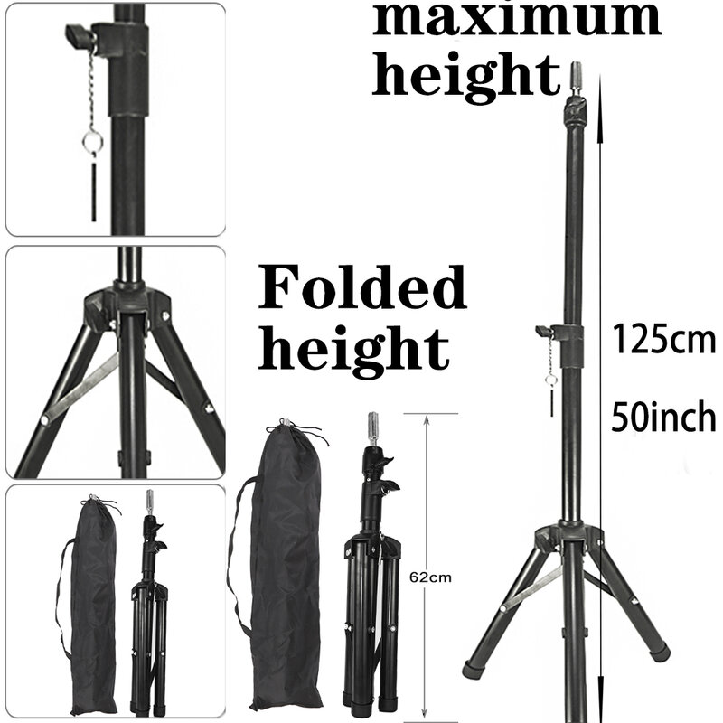 125Cm Mannequin Head Holder Tripod Stand For Hairdressers Salon Training Head Strong Adjustable Wig Stand Tripod For Wig Making