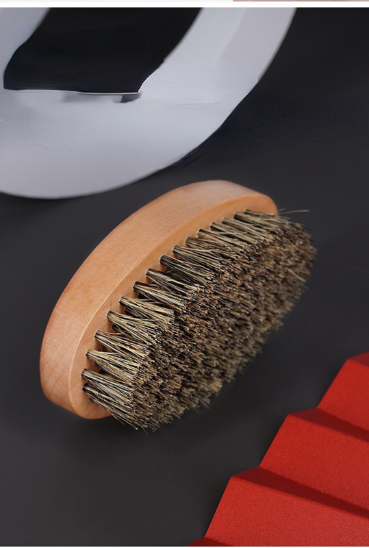 Escova de barba de cerdas de javali natural para homem massagem facial de bambu que faz maravilhas para pentear barbas e bigode transporte da gota