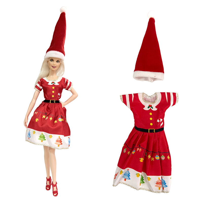 Nk oficial moda vestido de natal para 1/6 fr ken papai noel boneca acessórios para barbie boneca cosplay fingir jogar vestido jj