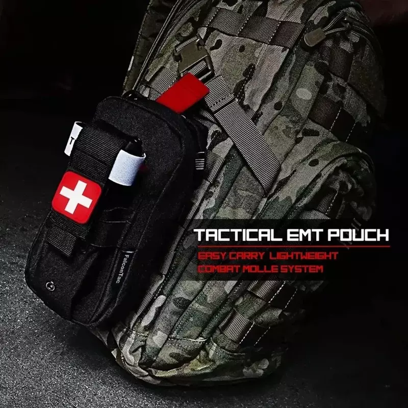 Kit de primeiros socorros para sobrevivência e caça, Medical EDC Pouch, Molle tático, Bolsa de ferramentas ao ar livre, Torniquete Tesoura, Pacote de cintura