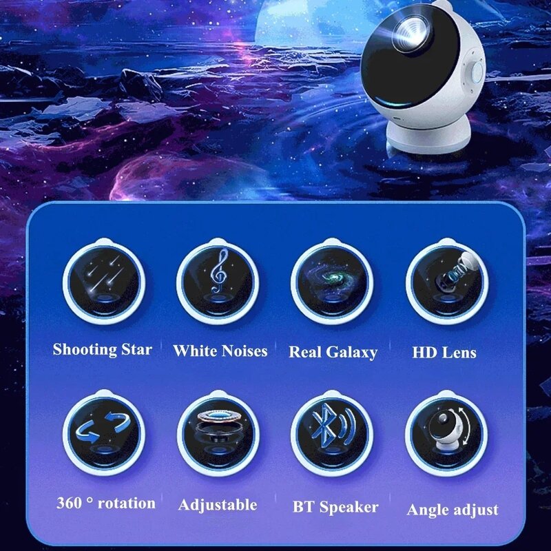 Upgrade Shooting Star 3D Visual Wireless Galaxy Star Projector Ultra Clear Focus Starry Planetarium Projector