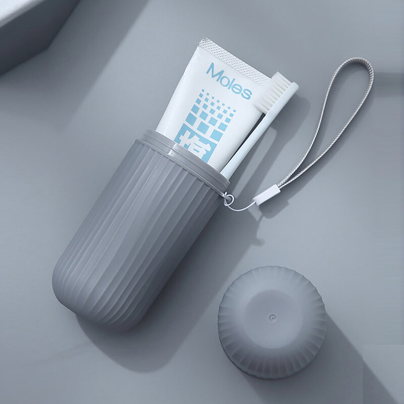 Taza de cepillo de dientes portátil de viaje, soporte de pasta de dientes para baño, caja de almacenamiento, organizador de artículos de tocador de viaje, nuevo, creativo