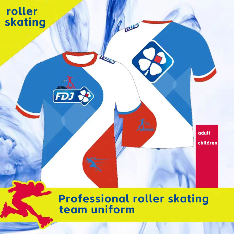 Rolschaatsteam Uniform Voor Kinderen, Op Maat Gemaakt Sneldrogend T-Shirt, Trainingsuniform, Op Maat Gemaakte Balansfiets Rijden Unifor