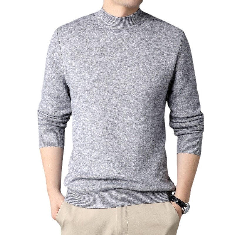 Suéter de malha monocromática masculino, tops confortáveis, roupa casual, clássico, moda jovem
