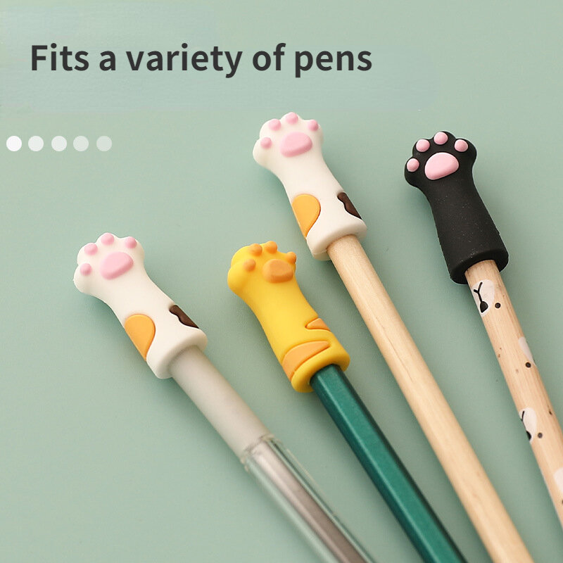 3Pcs ปากกาซิลิโคน Neutral ดินสอฝาครอบผิดปกติอุปกรณ์ยางนุ่มน่ารักการ์ตูนเกาหลี Paw ดินสอ topper