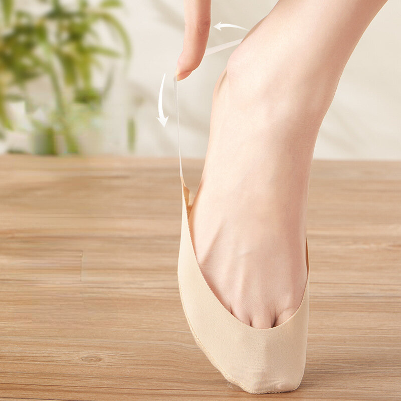 Носки-невидимки женские летние силиконовые, Нескользящие туфли на высоком каблуке, тонкие полуподтяжки из вискозы, 3 пары