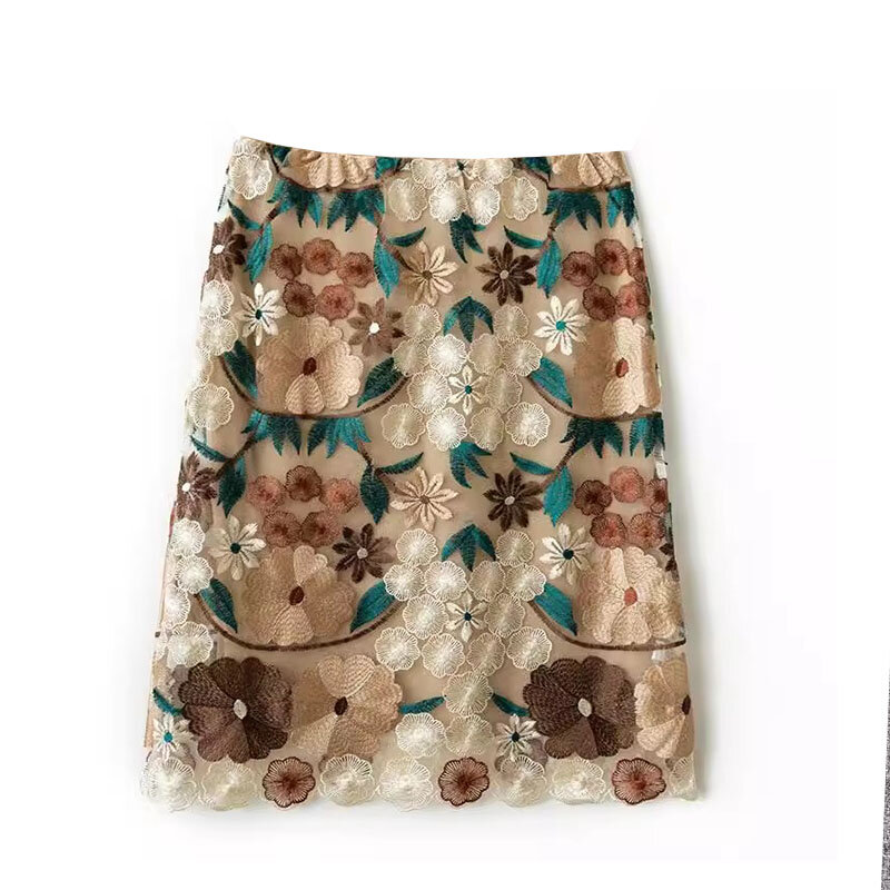 Роскошная женская юбка с цветочной вышивкой, новая модная сексуальная облегающая юбка средней длины с высокой талией, офисная юбка-карандаш
