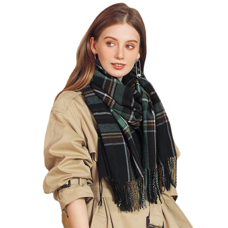 The New Women's Scarf Winter Luxury Brand Tippet Scarves for Ladies Plaid Shawls Warm British Style Thicken Man