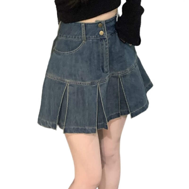 Saia feminina com cintura elástica conveniente e prático mini vestido linha para transportar pequenos itens n7yd