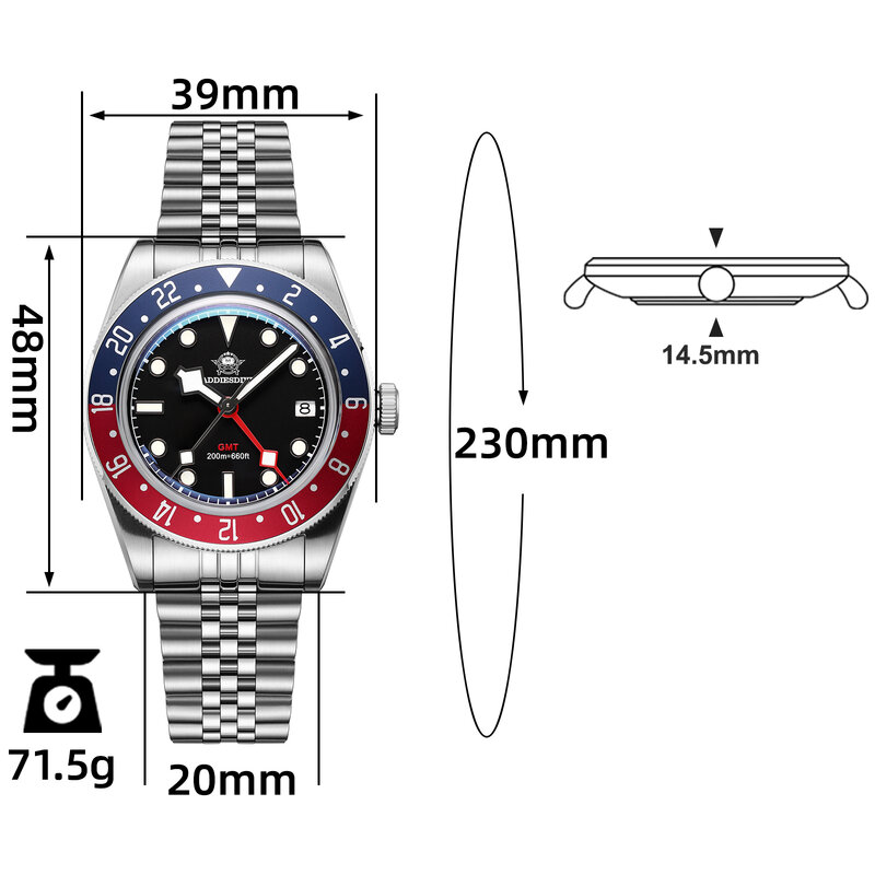 Jam tangan adpeso Dive untuk pria, arloji modis bercahaya kuarsa tahan air 20ATM jam tangan selam AD2044 olahraga Reloj Hombre