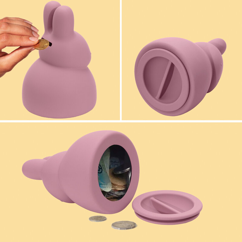 Tirelire en silicone animal de dessin animé mignon pour attirer l'argent, pot de pièces de monnaie, boîte d'épargne, jouet pour bébé