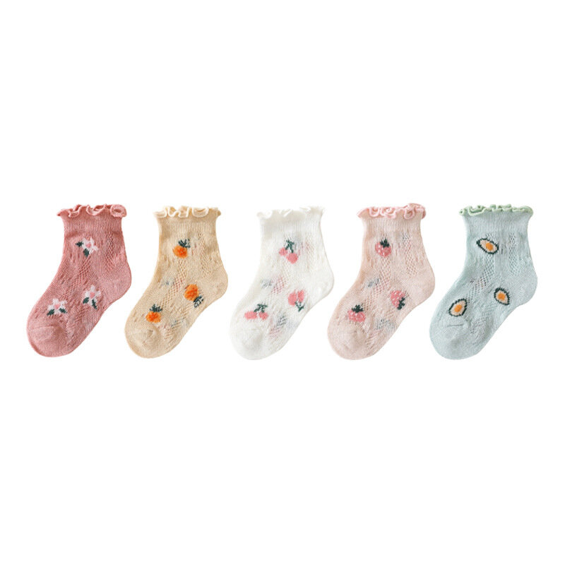 Calzini sottili per bambina calzini estivi per bambina in rete calzini in cotone per bambini con Design di frutta simpatico cartone animato 0-5 anni