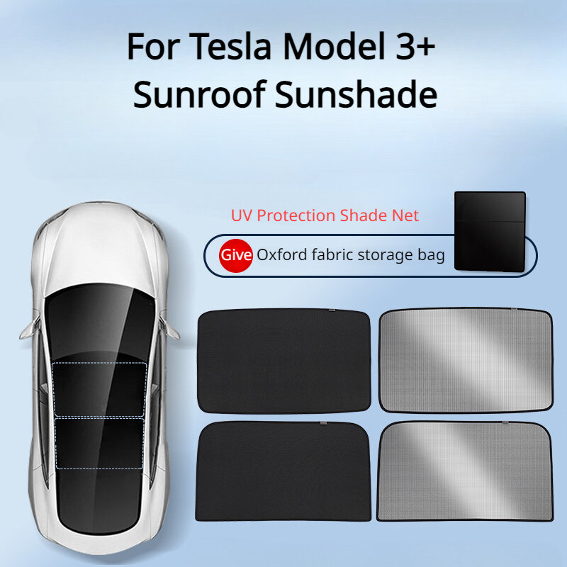 For Tesla Model 3+ Sunroof Sunshade Ice Crystal Sunshade Roof Sunscreen UV Protection Shade Net Car Accessories for New Model3