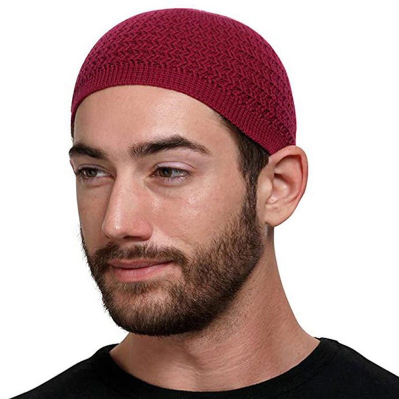 Casual Knitted Muslim Men Prayer Hats Winter Warm Beanies Cap Islamic Ramadan