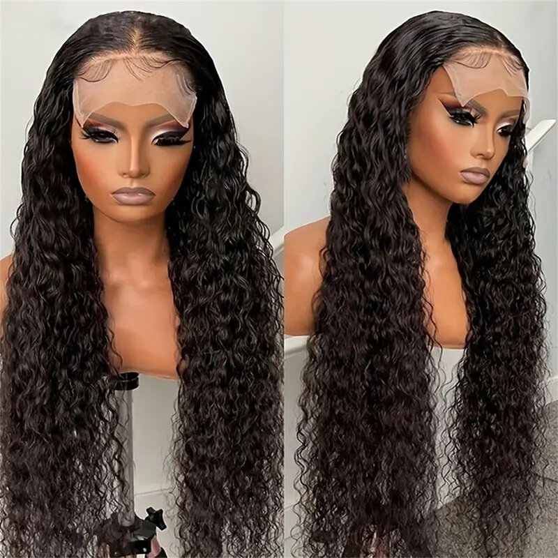 Perruque Lace Front Wig Deep Wave brésilienne Remy naturelle, cheveux bouclés, 13x6, 13x4, pre-plucked, sans colle, pour femmes