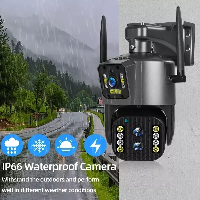 10X PTZ Zoom 12MP 6K WIFI IP telecamera esterna Auto Motion Tracking PTZ 4K videocamera tre lenti tre schermi di sicurezza impermeabile