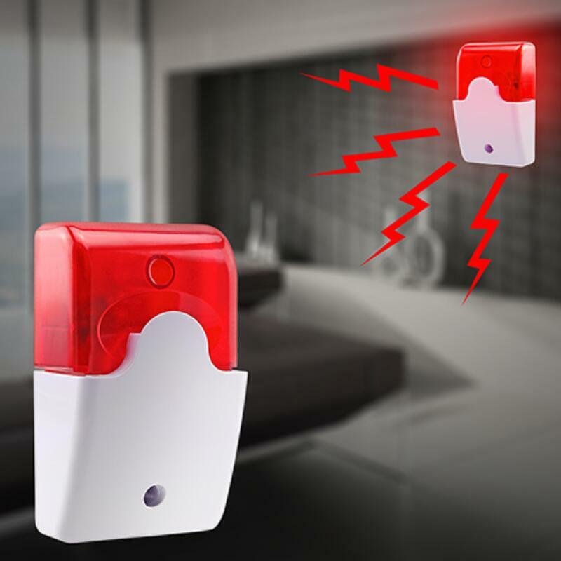 Neue 1 Sätze Mini kabel gebundene Strobe Sirene langlebige 12V Sound Alarm Strobe blinkt rotes Licht Sound Sirene Home Security Alarmsystem 115db