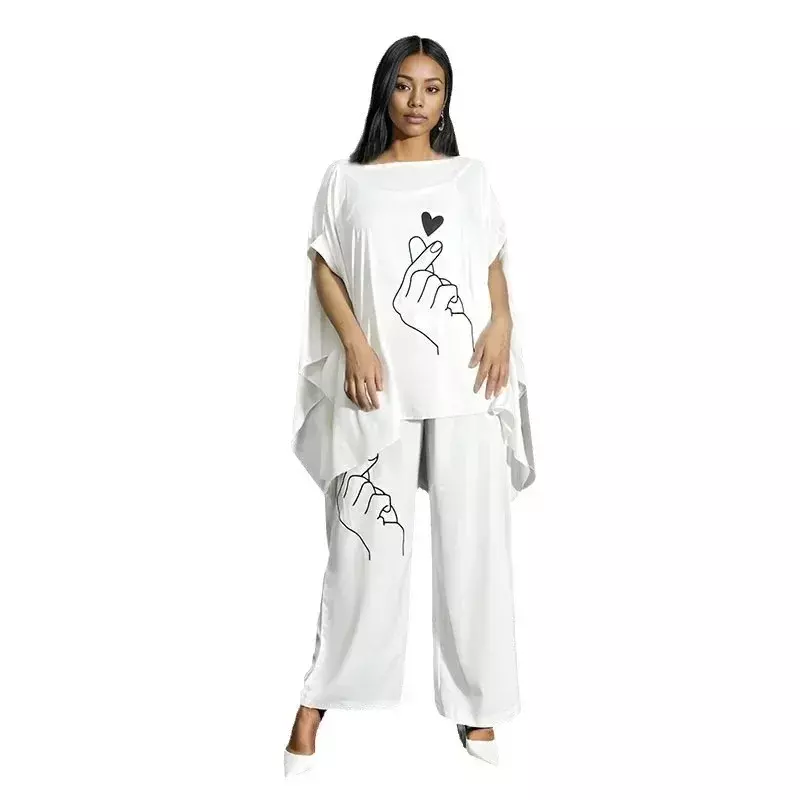 2024 vestiti africani per le donne primavera mezza manica africana Plus Size 2 pezzi Top pantalone lungo set coordinati abbigliamento africano Dashiki