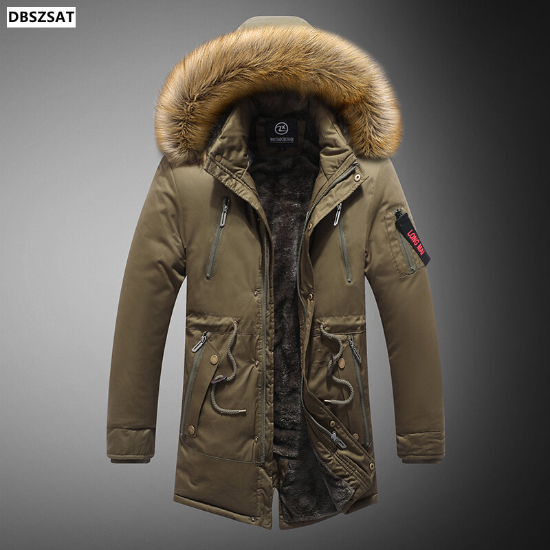 2023 Winter Parka Men Fleece Thick Warm Hooded Military Jacket Male Vintage Tactical Autumn Fashion Solid Khaki Field Windproof