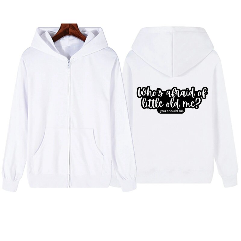 Wie Is Bang Voor Kleine Oude Ik? Hoodie Met Rits Harajuku Pullover Tops Sweatshirt Streetwear Fans Cadeau