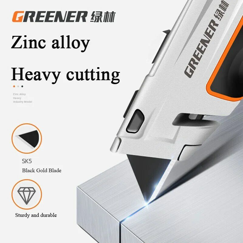 Green-Zinc Alloy Heavy Duty Art Knife Ferramenta de espessamento multifuncional Folding Wallpaper Faca elétrica Cortador de papel