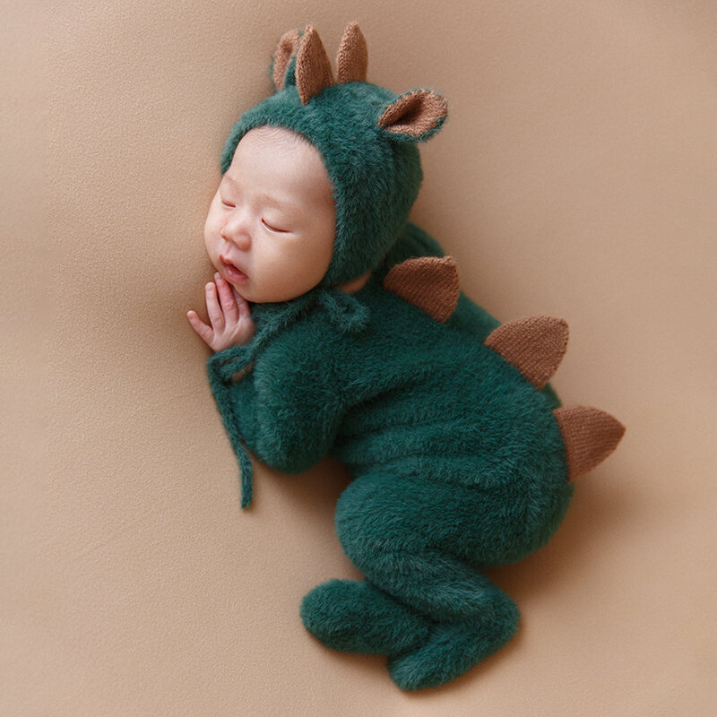 Neugeborene Fotografie Outfit Baby Mädchen Junge Cartoon Dinosaurier Set Foto Outfits Stuffer Tier puppe Fotografie Requisite Neugeborenen Stram pler