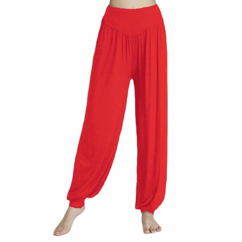 Calças de ioga soltas de cintura alta cor doce, moda esportiva confortável verão, moda dançante, 2023