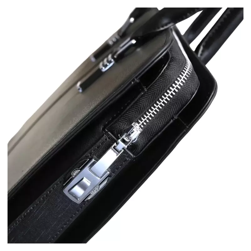 Bolsa de couro preto para laptop masculina, grande capacidade, ombro único, cruz diagonal, pasta portátil de 15"