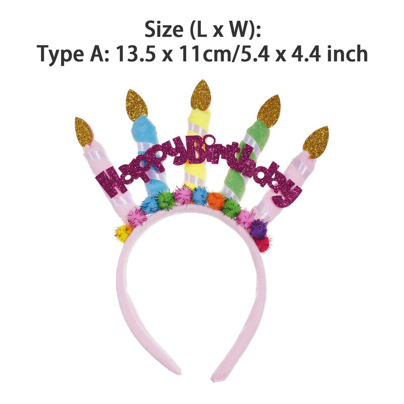 Selamat Ulang Tahun Ikat Kepala Topi Kawaii Topi Lilin Kue Headwear Bayi Perempuan Hiasan Rambut Simpai Pesta Baby Shower Dekorasi Alat Peraga Foto