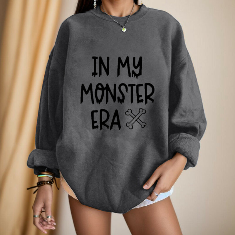 Harajuku Pullover Sweatshirts in meiner Monster-Ära drucken Langarm Herbst bequeme Pullover Vintage Frauen weibliche Streetwear