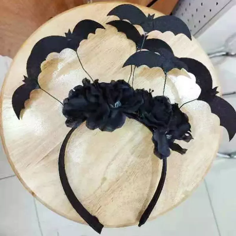 10 buah ikat kepala hitam Gothic Hairband kelelawar Cosplay Tiara kostum pesta aksesoris rambut untuk wanita dan anak perempuan Halloween