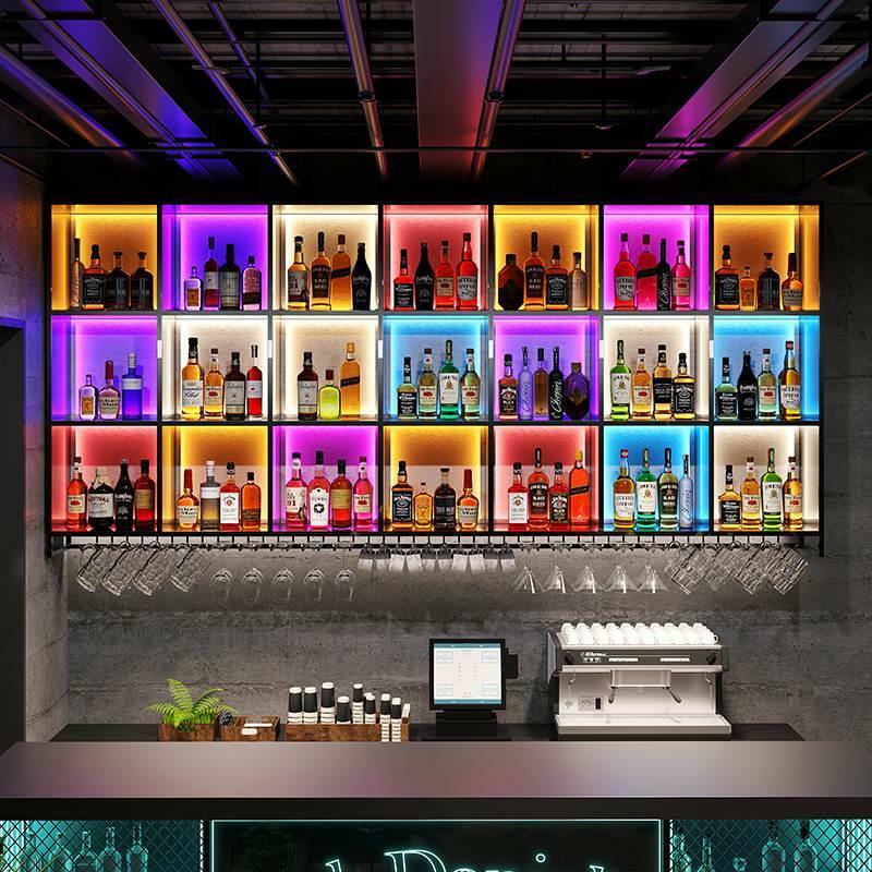 خزانة نبيذ تجارية مثبتة على الحائط ، خزانة مشروبات ، أثاث تخزين للنادي والمطاعم